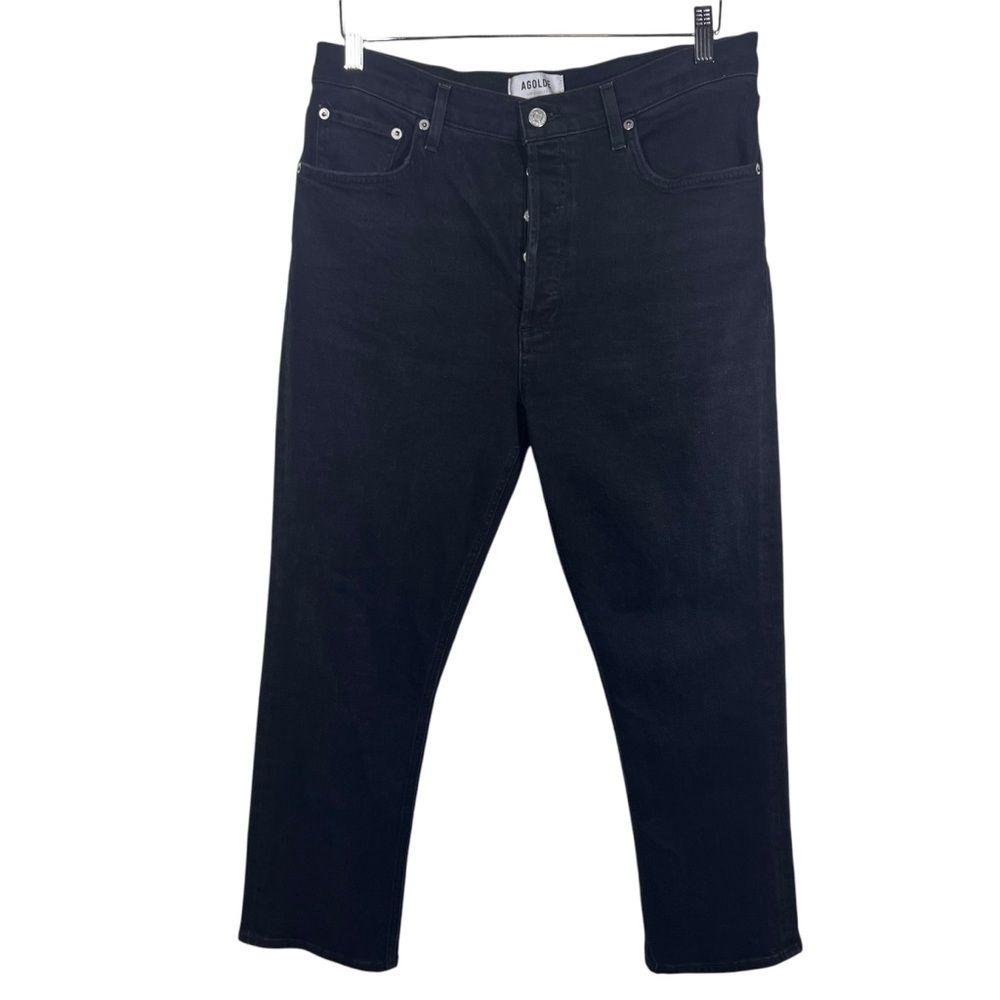 AGOLDE Riley high rise straight crop black jean Size 31 - Picture 3 of 7